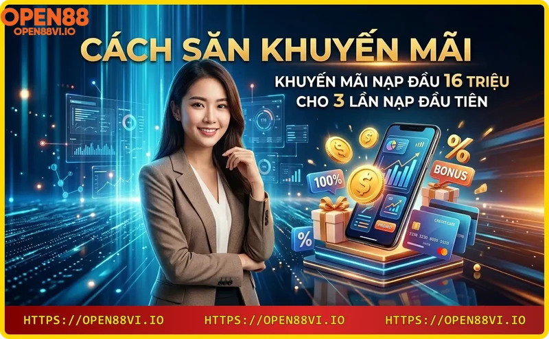 Khuyến mãi nạp đầu 16 triệu Open88 - Tiền xu vàng