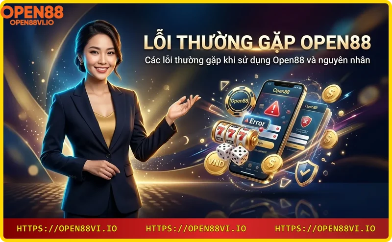 Minh họa các lỗi thường gặp Open88 như lỗi đăng nhập và lỗi nạp tiền
