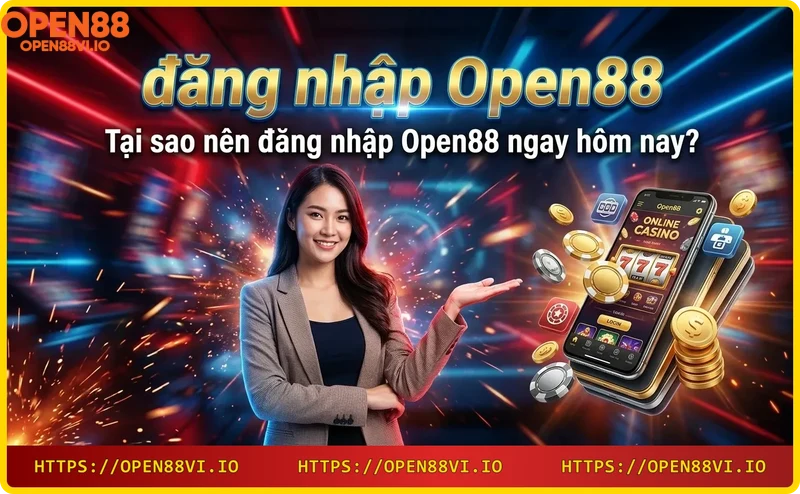 Người dùng đăng nhập Open88 trên điện thoại với biểu tượng bảo mật và tiền thưởng